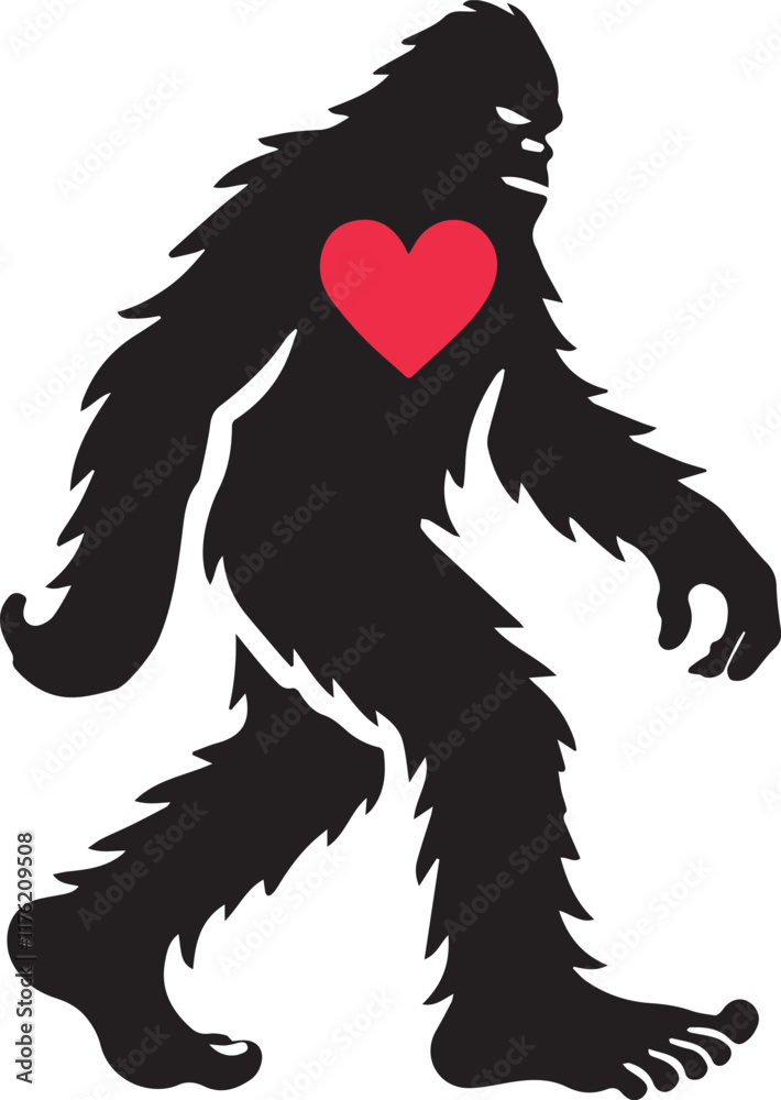 Obraz premium Bigfoot with heart vector