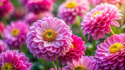 Drone View: Close-Up Blooming Pink Flowers, Soft Focus Background