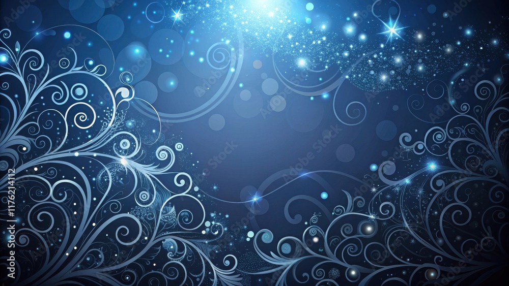 Dark blue gradient background with subtle sparkle effect and delicate