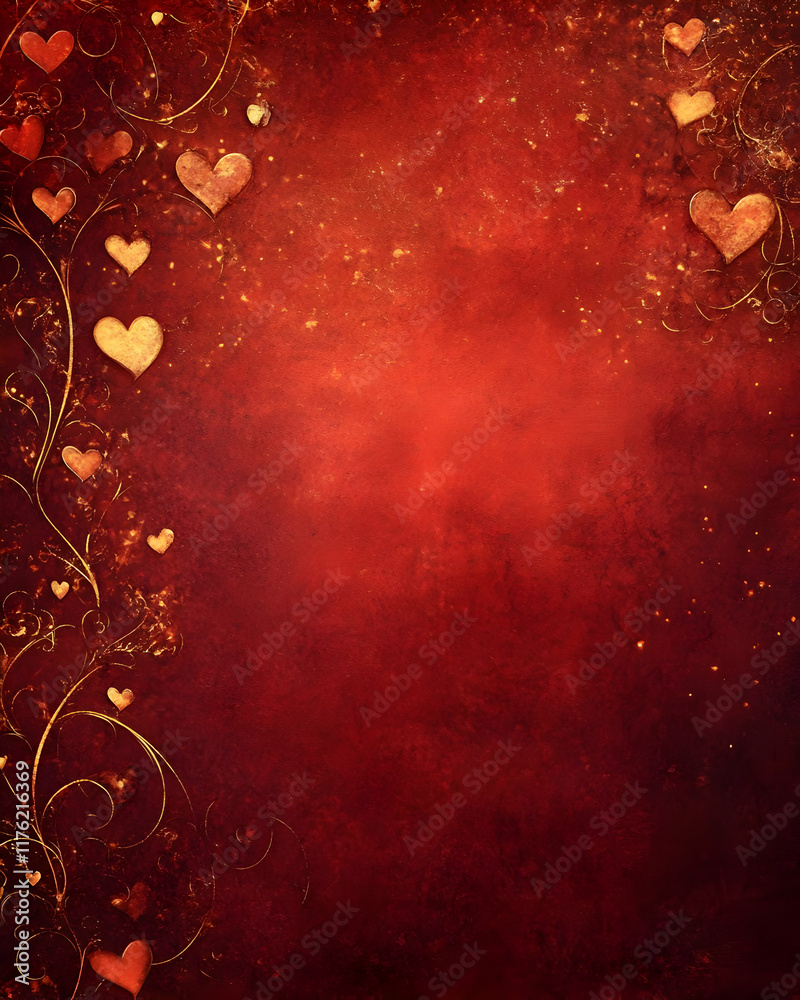 A romantic red background adorned with hearts and floral swirls, perfect for love-themed designs. A romantic red background adorned with hearts and floral swirls, perfect for love-themed designs.