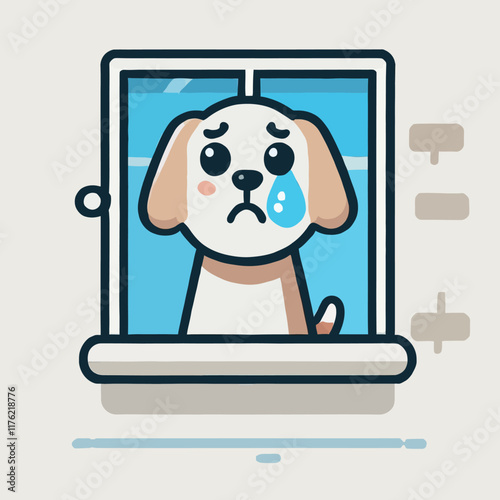 cartoon of a dog with a sad expression shedding tears