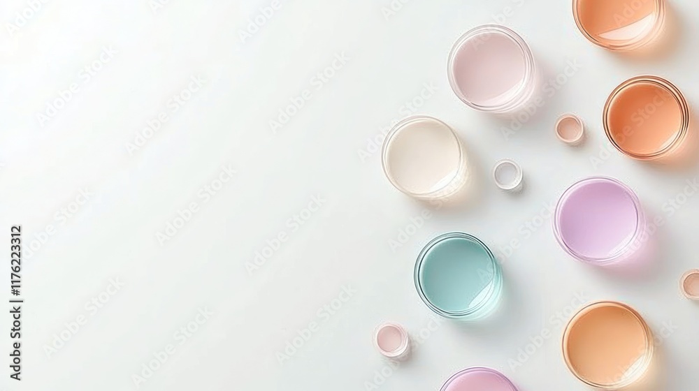 Pastel Disks on Cream Background: Ideal for Beauty Product Showcase Pastel Disks on Cream Background: Ideal for Beauty Product Showcase
