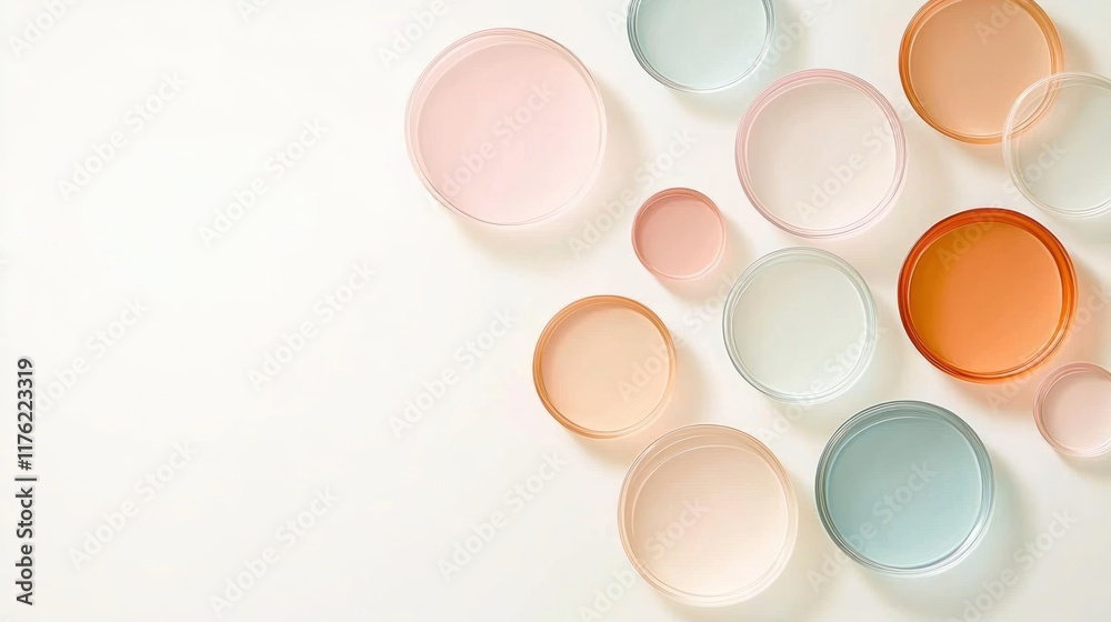 Pastel Disks on Cream Background: Ideal for Beauty Product Showcase Pastel Disks on Cream Background: Ideal for Beauty Product Showcase