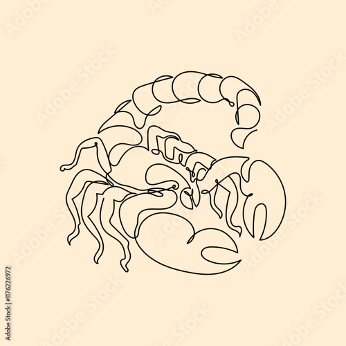 Scropion Animal in continuous line art style Hand drawn mono-line background design photo