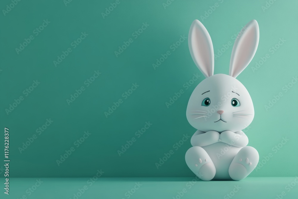 Obraz premium Sad Rabbit Sitting on the Floor