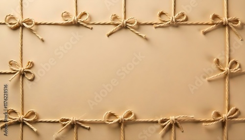 Neutral background with frame made of twine bows
