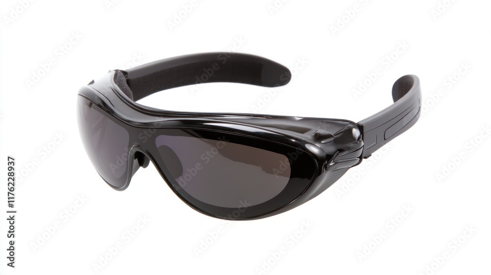 A pair of sleek black sunglasses designed for outdoor activities. A pair of sleek black sunglasses designed for outdoor activities.