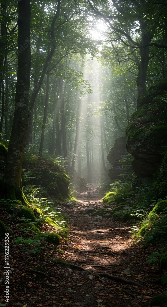 Obraz premium Majestic Forest Path in the Heart of the Wilderness