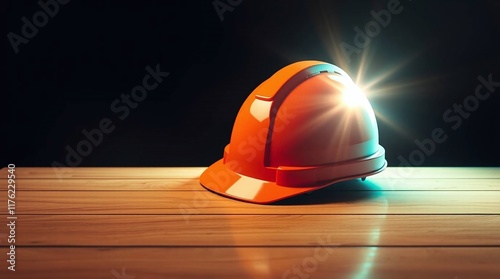 A sturdy construction safety helmet designed to protect workers on-site. photo