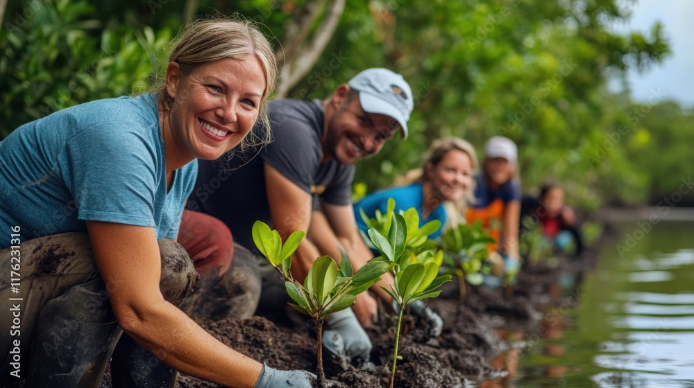 custom made wallpaper toronto digitalA group of people are planting trees by a body of water