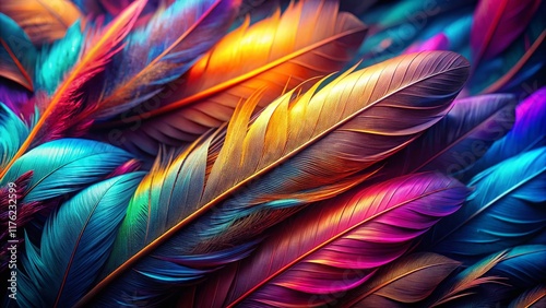 Futuristic Colorful Bird Feather Texture Background - Abstract Art photo