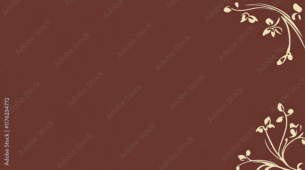 Elegant Brown Background With Floral Corner Designs Elegant Brown Background With Floral Corner Designs