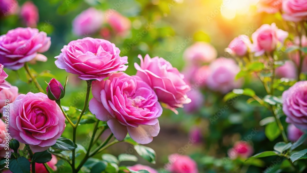 Beautiful Pink Roses Blooming in a Garden, garden, flowers, garden, flowers Beautiful Pink Roses Blooming in a Garden, garden, flowers, garden, flowers