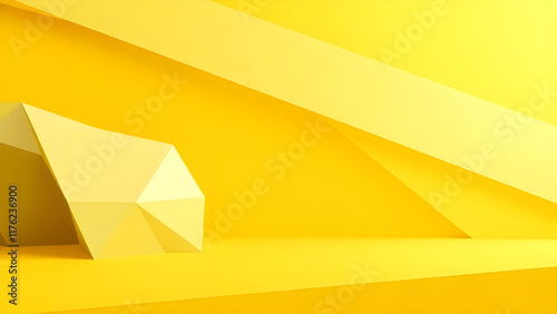 Elegant geometric 3d shapes backdrop. Abstract elegant yellow background.