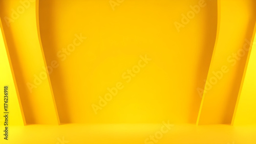 Elegant geometric 3d shapes backdrop. Abstract elegant yellow background.