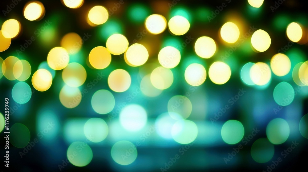 Obraz premium Abstract Soft Bokeh Background with Yellow and Green Lights in a Beautiful Blurry Effect Ideal for Creative Projects and Design Work