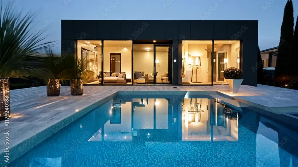 architecte maison d eclairage avec nuit piscine moderne belle avec house architect architecture pool villa sketched home house lighting night light draft developer constructor design drawing