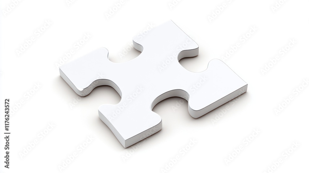 A single white puzzle piece on a plain background. A single white puzzle piece on a plain background.
