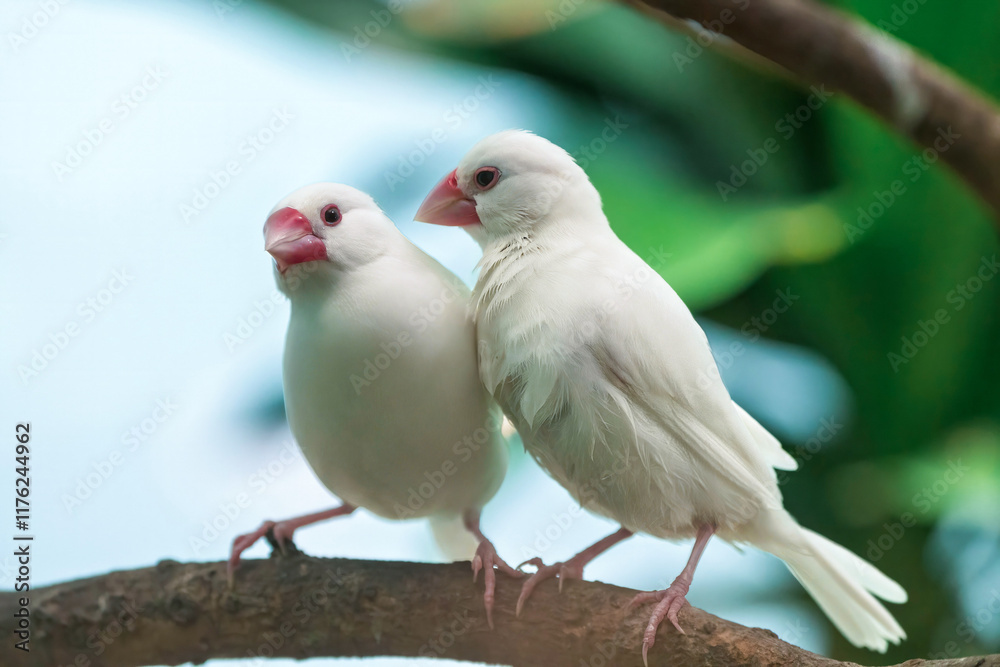 White-rumped Munias (Java Sparrows) at Play White-rumped Munias (Java Sparrows) at Play
