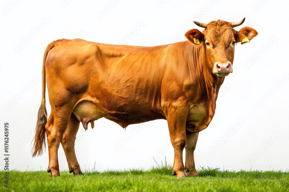Isolated Cow on White Background - Farm Animal Stock Photo Isolated Cow on White Background - Farm Animal Stock Photo