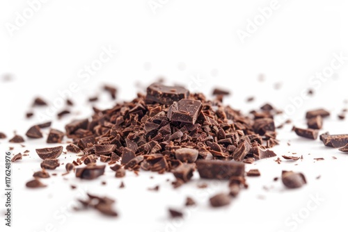 Wallpaper Mural  Pile of small chocolate crumbs on white background. Image illustrated food for advertisement Torontodigital.ca
