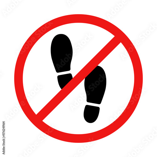 No Stepping No Standing or No Walking Sign on White Background