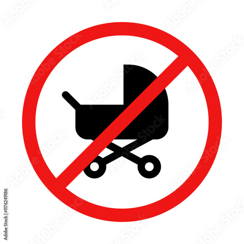 No Stroller Sign on White Background