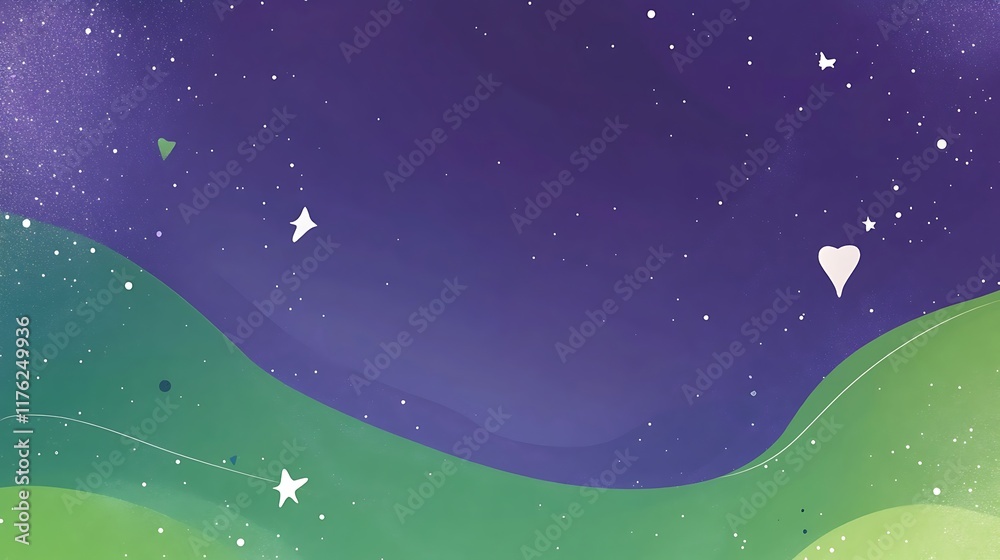 Abstract Night Sky Landscape With Stars and Heart Abstract Night Sky Landscape With Stars and Heart