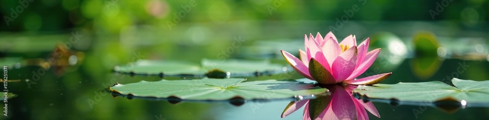Water lilies blooming on Nord Ostseekanal's calm surface, green, nature Water lilies blooming on Nord Ostseekanal's calm surface, green, nature
