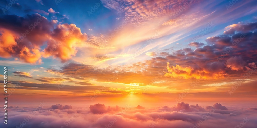 Softly glowing dawn breaks through the horizon as warm light gradually illuminates a serene cloudy sky with hues of pale pink and soft orange hues, dawn break, sun rise Softly glowing dawn breaks through the horizon as warm light gradually illuminates a serene cloudy sky with hues of pale pink and soft orange hues, dawn break, sun rise