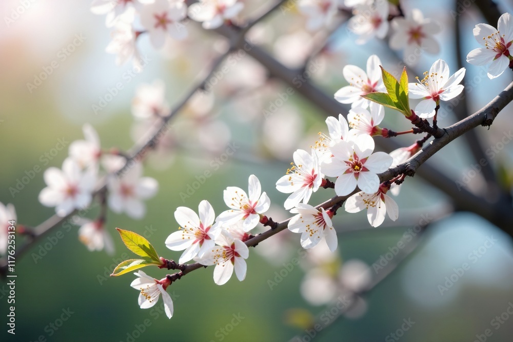Delicate white blooms adorn slender branches of a mature cherry blossom tree, nature, , flowers Delicate white blooms adorn slender branches of a mature cherry blossom tree, nature, , flowers