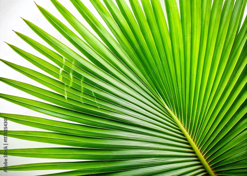 Obraz premium Lush Green Palm Leaf Isolated on White Background - High-Resolution Stock Photo