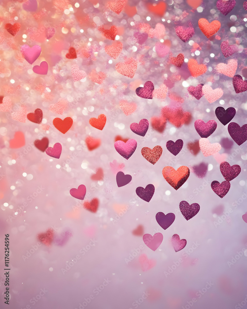 A dreamy background filled with colorful hearts, creating a romantic and festive atmosphere. A dreamy background filled with colorful hearts, creating a romantic and festive atmosphere.
