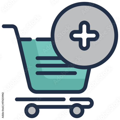 add shopping cart online store filled outline icon