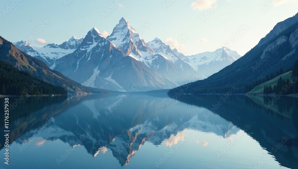 custom made wallpaper toronto digitalSerene mountains with heart shape peaks reflected in a peaceful lake, serenity, landscape