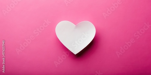 empty paper heart in pink background, isolated top view , present, holiday,  present, holiday, minimalist design,alone