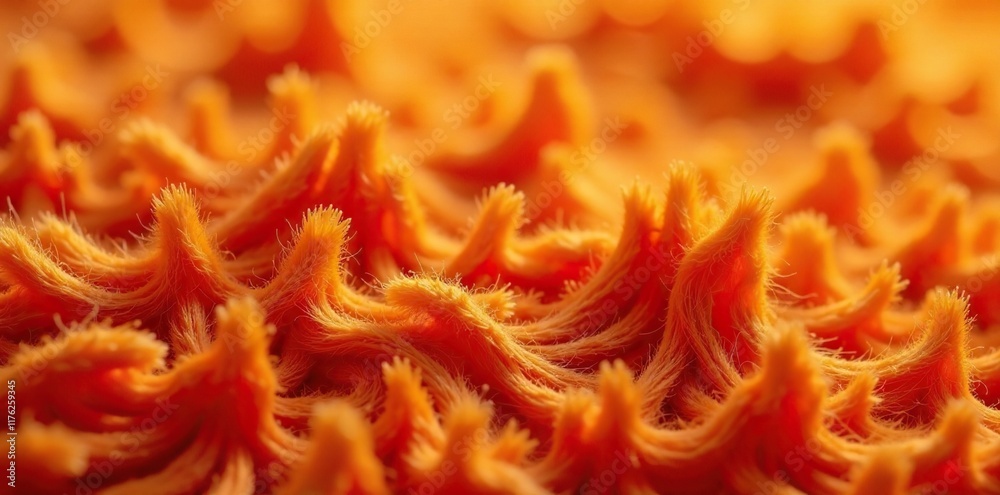 Detail of shaggy orange fur texture on a plush rug, pile, orange, long Detail of shaggy orange fur texture on a plush rug, pile, orange, long