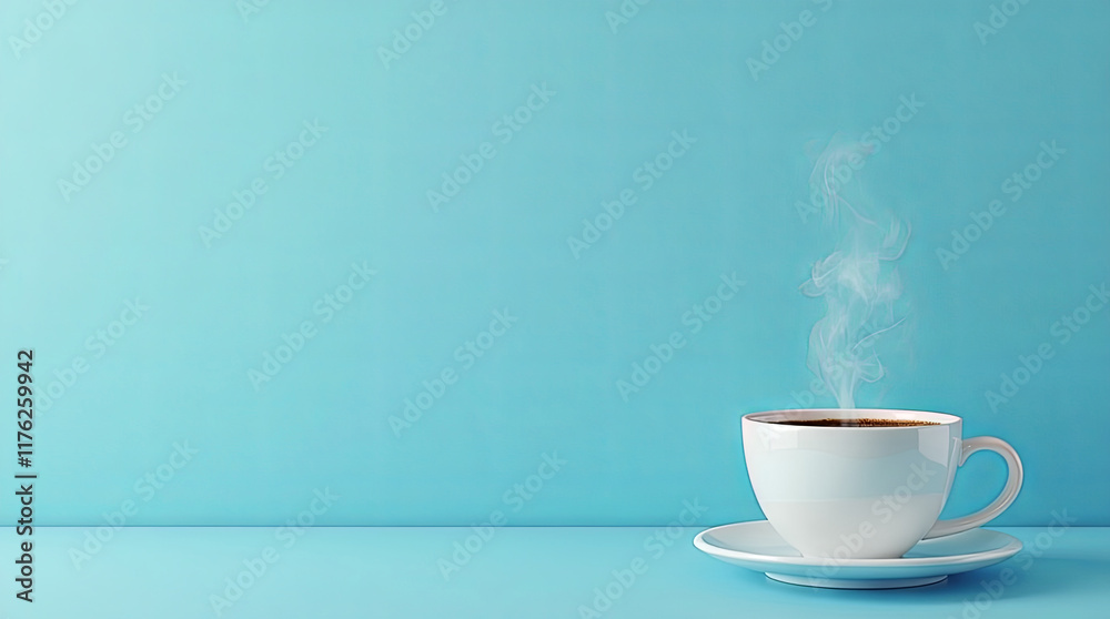 Obraz premium Food & Beverage on Blue Backdrop