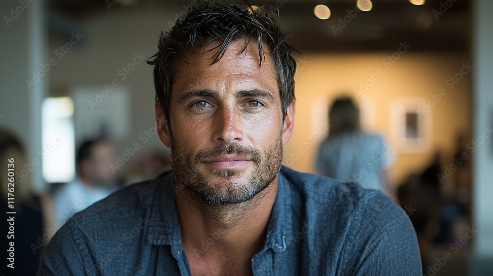 © Enggal Pitoyo - Portrait of a handsome man with stubble, looking directly at the camera.