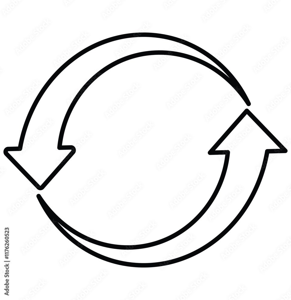 Recycle arrow. Circle arrows icon, vector set. Rotate and round arrow silhouette icon. Vector illustration. Recycle arrow. Circle arrows icon, vector set. Rotate and round arrow silhouette icon. Vector illustration.