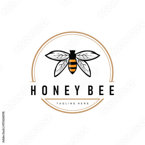 honey bee logo design simple design black silhouette farm animal bee illustration templet symbol