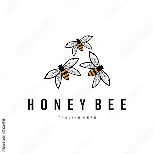 honey bee logo design simple design black silhouette farm animal bee illustration templet symbol