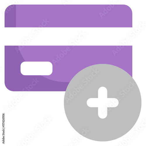 add credit card payment plus online shopping flat style icon