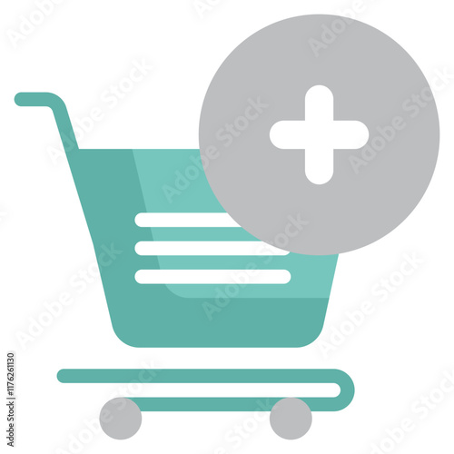 add shopping cart online store flat style icon