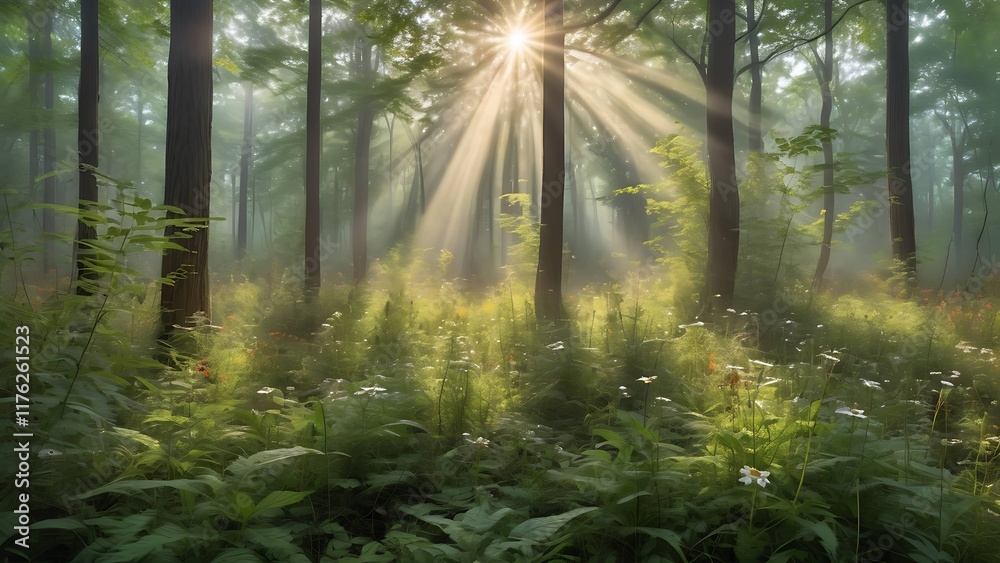 Obraz premium sunrise in the forest
