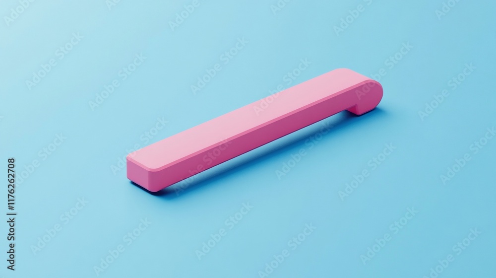A simple pink 3D object on a blue background, possibly a design element. A simple pink 3D object on a blue background, possibly a design element.