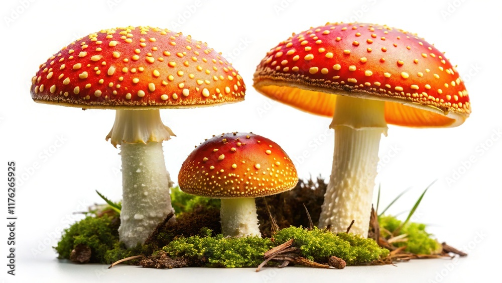 Two Isolated Mushrooms on White Background - High-Resolution Stock Photo Two Isolated Mushrooms on White Background - High-Resolution Stock Photo