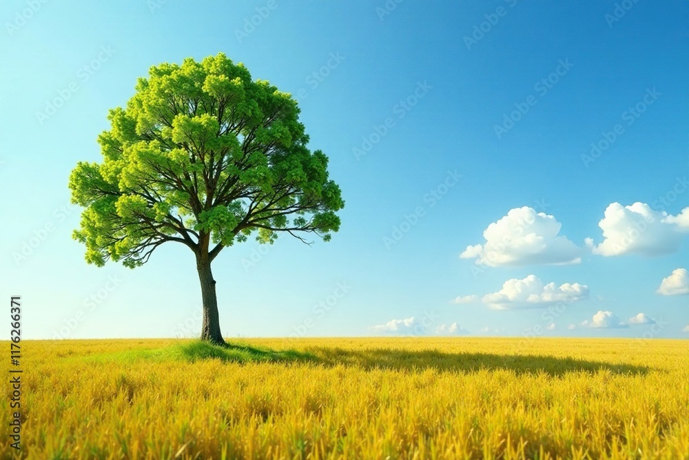 Single tree branch stretching towards the sky isolated in vast field, solitary tree, solo Single tree branch stretching towards the sky isolated in vast field, solitary tree, solo