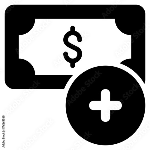 add money credit payment online shopping solid glyph icon