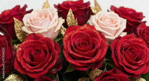 bouquet of red roses background valentines day
